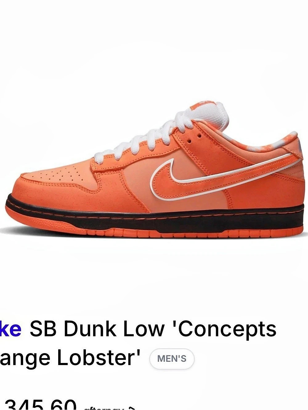Nike SB Dunk Low 'Concepts Orange Lobster' Orange & White US 8w Like New
